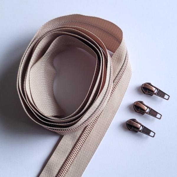 Reissverschluss & Zipper im Set (Kupfer/Beige)